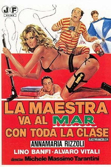La profesora va al mar con toda la clase