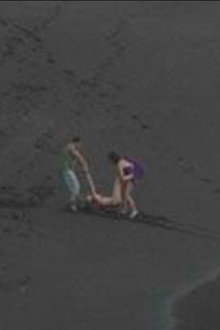 Tres en playa