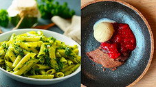Penne pesto et moelleux au chocolat