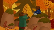 Petit Ours Brun fait de l'escalade
