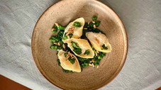 Conchiglioni farcis chèvre épinards et muffins