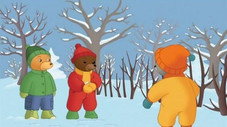 Petit Ours Brun fait des boules de neige