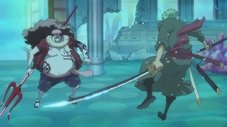 Batalha no Palácio Ryugu! Zoro vs. Hody!