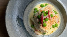 Poisson à la verveine, riz au lait