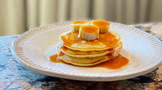 Velouté de carotte et pancakes banane caramel