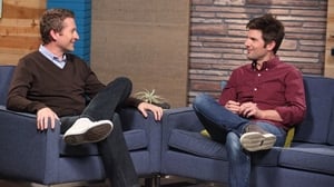 Comedy Bang! Bang! Adam Scott Wears a Red Oxford Shirt & Jeans