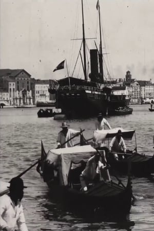 Poster Venice, harbour scene with gondolas (1898)