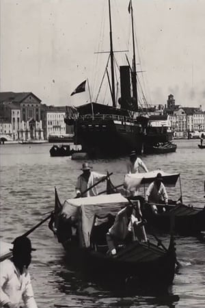 Poster Venice, harbour scene with gondolas 1898