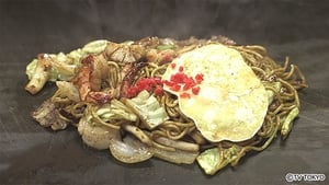 Solitary Gourmet Okonomiyaki Set Meal and Plain Kushikatsu of Bishoen, Osaka