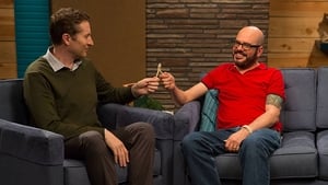 Comedy Bang! Bang! David Cross Wears a Red Polo Shirt & Brown Shoes with Red Laces