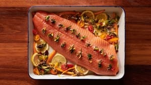 Jamie Oliver: Together Thank You: Mediterranean Salmon, Lemony Potatoes, Summer Pud