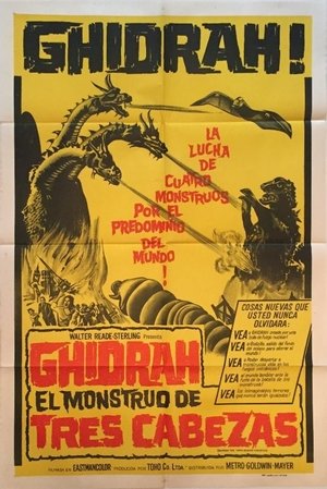 Poster Godzilla contra Ghidorah, el dragón de tres cabezas 1964