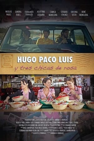 Hugo, Paco, Luis y tres chicas de rosa