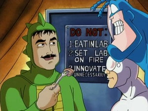 Still from The Tick vs. Dinosaur Neil