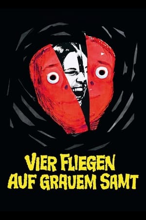 Poster Vier Fliegen auf grauem Samt 1971