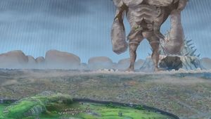 Image Moving Across the Ground! The Giant Statue Pica's Surprise Maneuver!