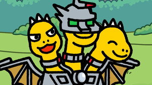 Still from Chibi Mecha-Ghidorah Goes to Work