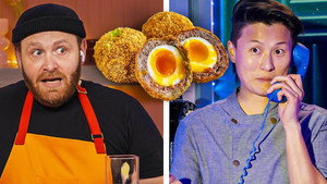 4. Huevo escocés de marisco vs tarta de queso vasca