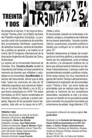 Treinta y dos: un documental de muchos tiempos
