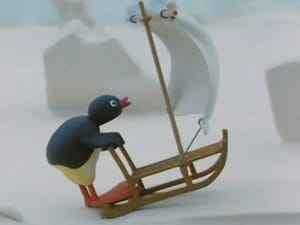 Pingu Pingu Surfing on the Ice