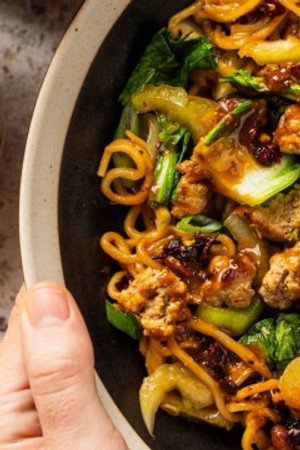 Grilled Flank Steak and Chili Crisp Noodles