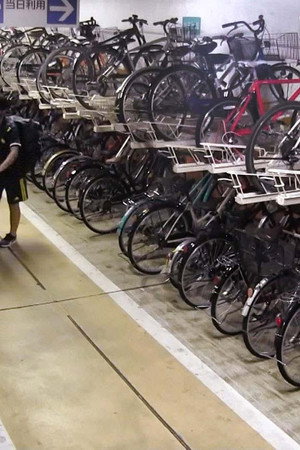 At an Underground Bicycle Parking Lot