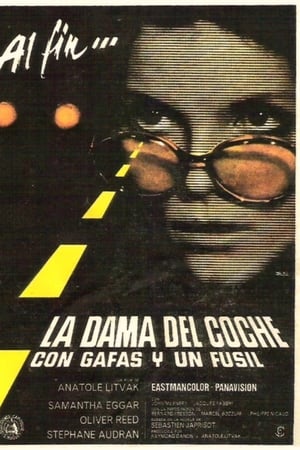 La Dame dans l'auto avec des lunettes et un fusil