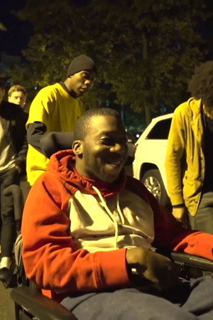 DISABLED MAN IN WHEELCHAIR FIGHTS IN THE HOOD