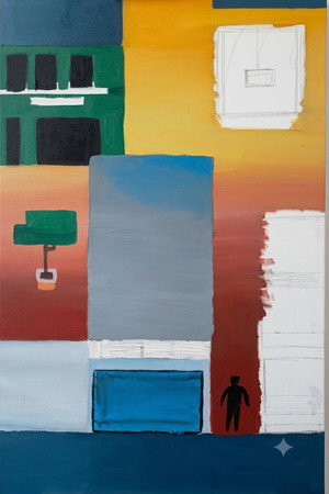 Carmesim sobre o quadro amarelo poster