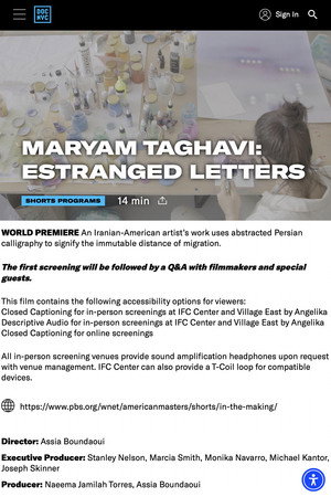 Maryam Taghavi: Estranged Letters poster