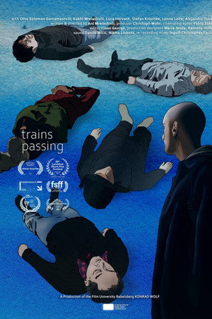 Trains passing poster