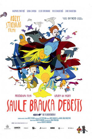 Saule brauca debesīs