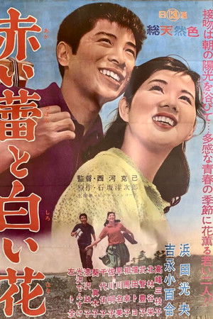 赤い蕾と白い花