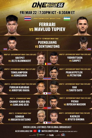 ONE Friday Fights 56: Ferrari vs. Tupiev ONE Friday Fights 56: Ferrari vs. Tupiev