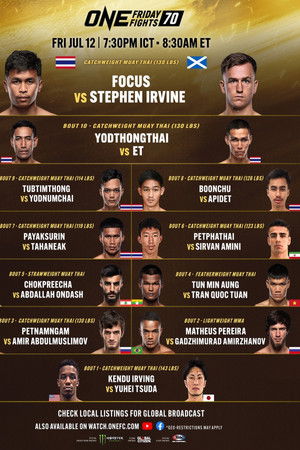 ONE Friday Fights 70: Focus vs. Irvine ONE Friday Fights 70: Focus vs. Irvine