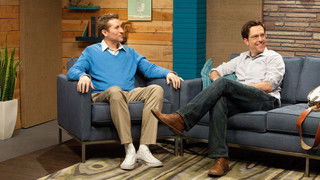 Ed Helms Wears a Grey Shirt & Brown Boots