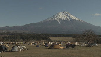 Winter Camping Ground with a View of Mount Fuji