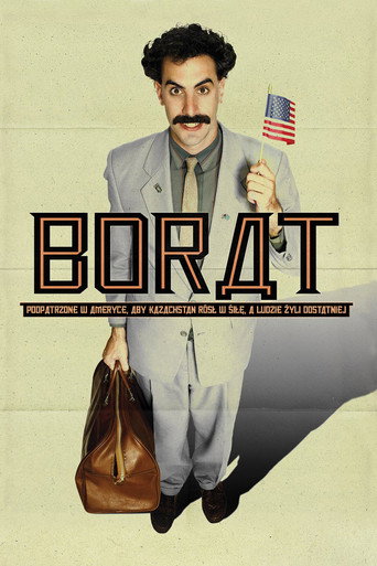 Okładka filmu Borat. Podpatrzone w Ameryce, aby Kazachstan Rósł w Siłę, a Ludzie Żyli Dostatniej