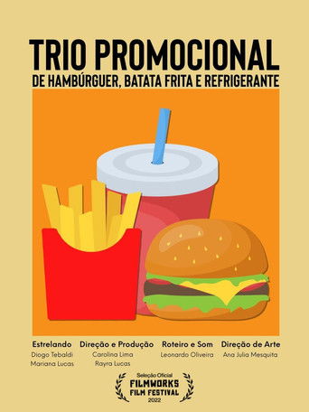 Cartell de Trio Promocional de Hambúrguer, Batata Frita e Refrigerante