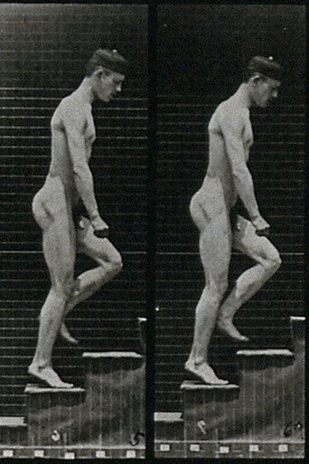 A man walking up stairs