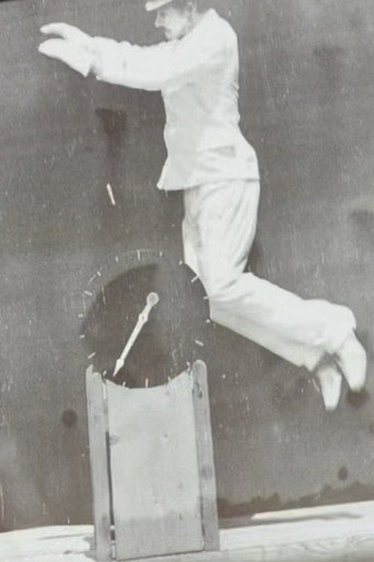 Saut en hauteur à pieds joints, homme habillé