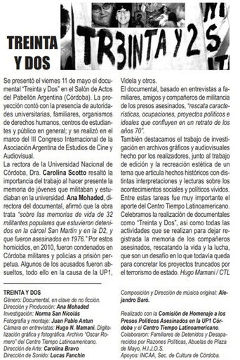 Treinta y dos: un documental de muchos tiempos