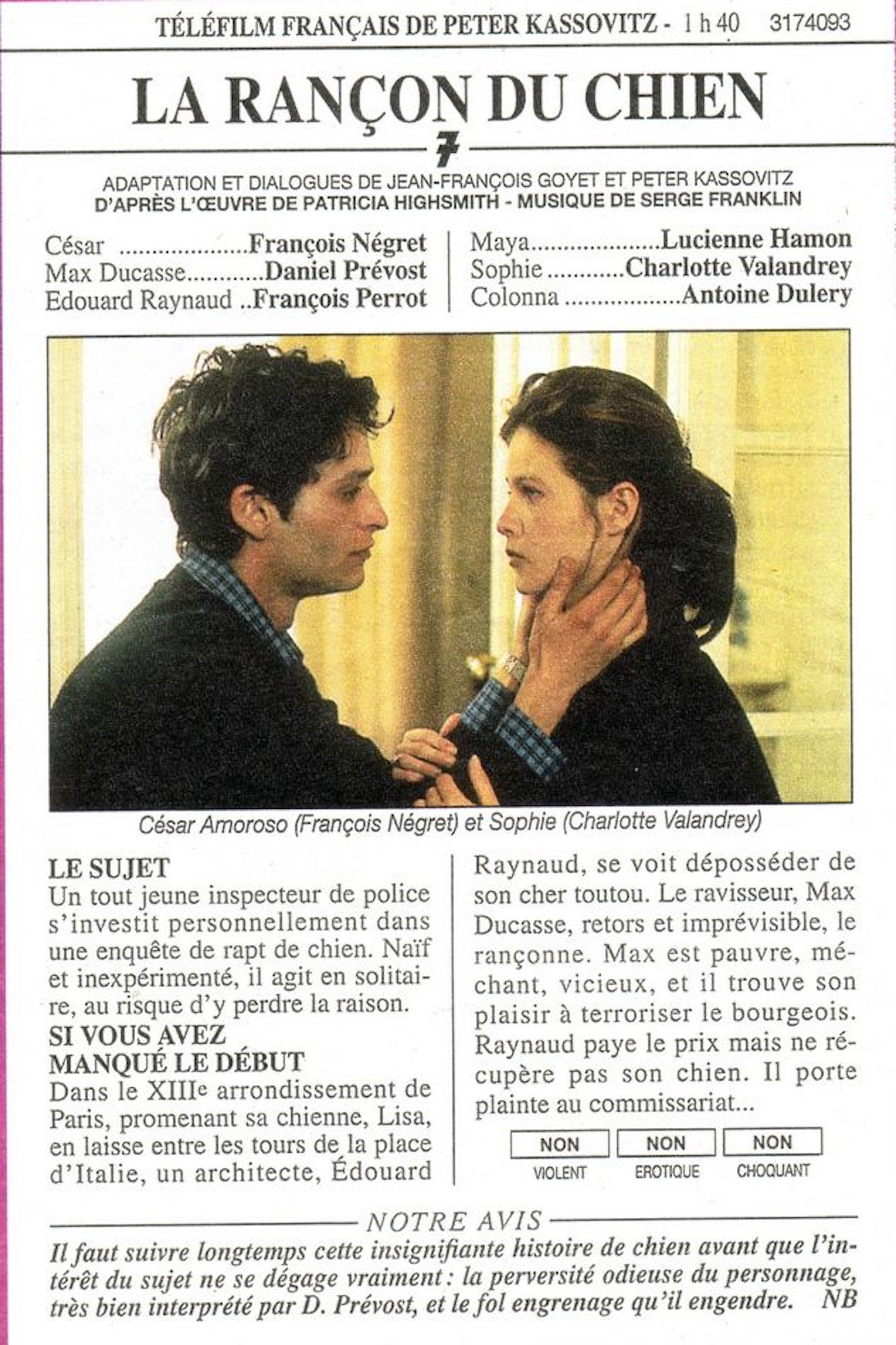 La rançon du chien (1996) poster