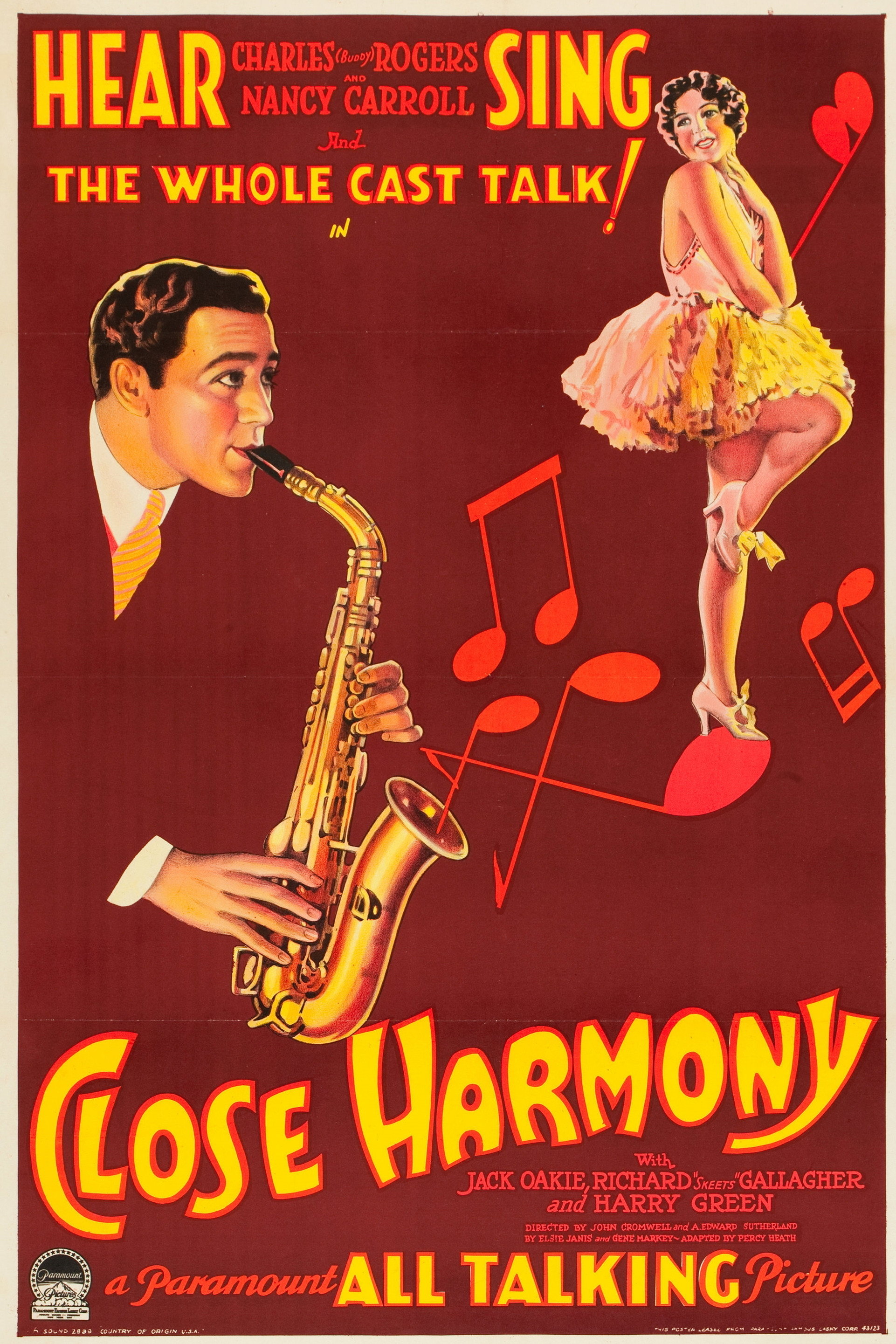 Close Harmony (1929) poster