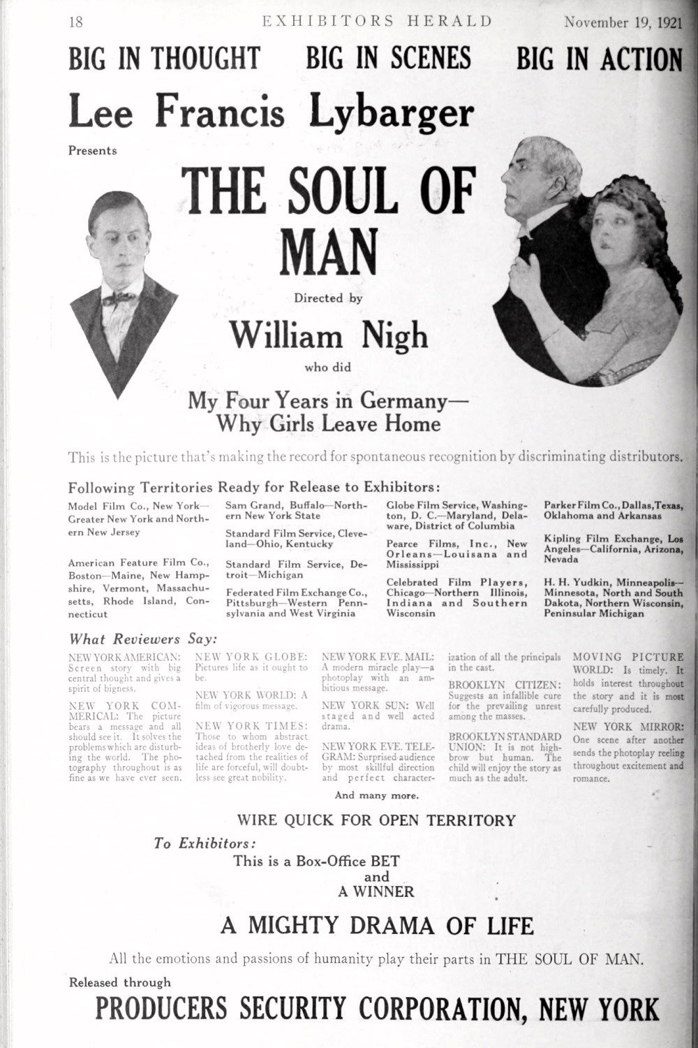 The Soul of Man (1921) poster