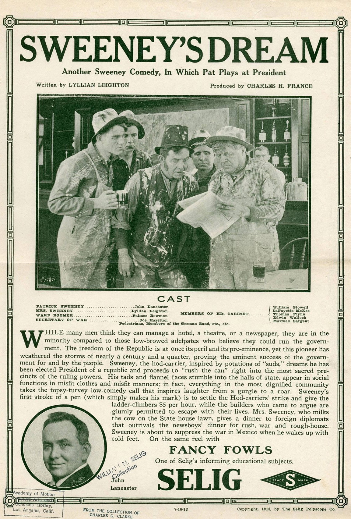 Sweeney's Dream (1913) poster