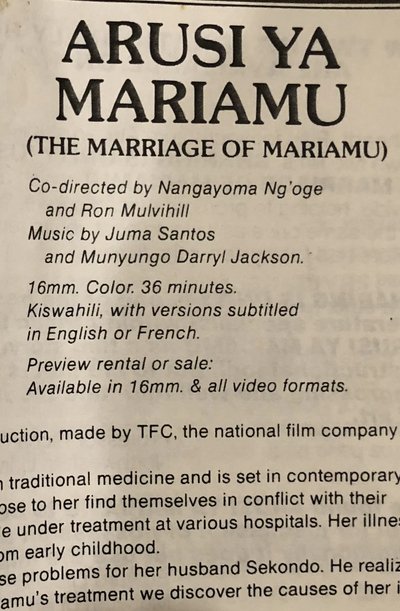 Poster do Filme Le mariage de Mariamu