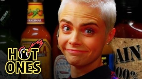 Cara Delevingne Shows Her Hot Sauce Balls While Eating Spicy Wings (2017) - Episode 1 poster and promotional image