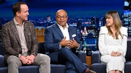 Kelly Clarkson, Peyton Manning, Mike Tirico, Carrie Coon, Katherine Blanford (2024) - Episode 95 poster and promotional image