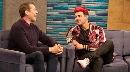 Joe Jonas Wears a Maroon and Gold Letterman Jacket With White Sneakers (2016) - Episode 7 poster and promotional image